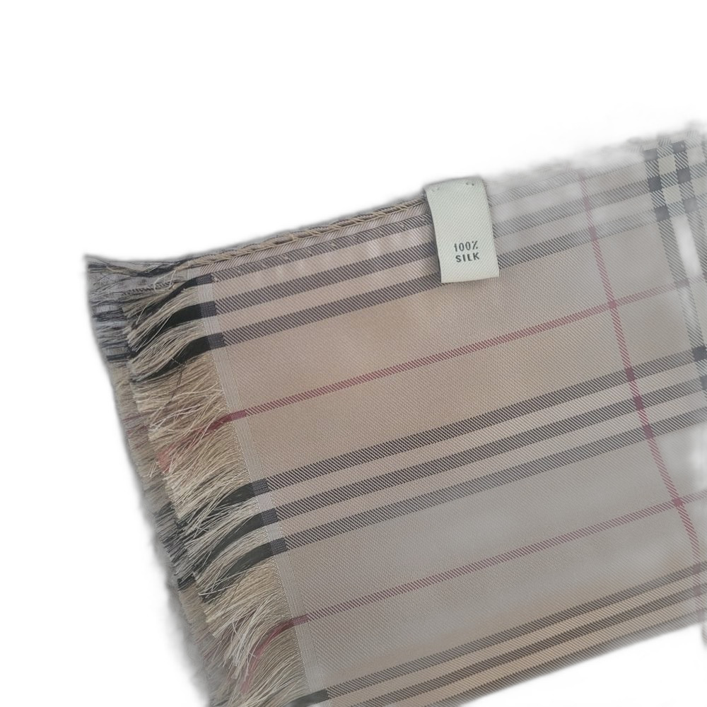 Burberry Classic Mini Check Signature Silk Scarf - Beige - Picture 2 of 10